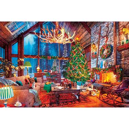 雪降る夜のクリスマスリビング